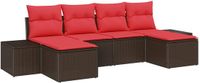 vidaXL Tuinbank Set 4-delig Bruin en Rood Polywood