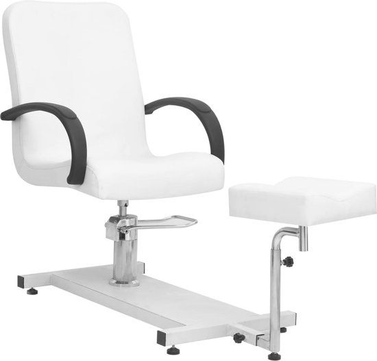 vidaXL Salonstoel met voetenbankje, kunstleer, wit