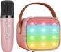 Wan GmbH Karaoke-Set - Karaoke-Maschine Kabelloses Mikrofon - Spielzeug - Tragbarer Kabelloser Bluetooth-Karaoke-Player - Wiederaufladbarer Karaoke-Lautsprecher Mit Mikrofon - Musikspieler Mit Beleuchtung