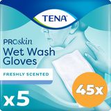 TENA Proskin Wet Wash Gloves Frisse Geur - 45 x 5 stuks - Voordeelverpakking