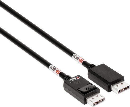 Club 3D DisplayPort™ 2.1 bidirectionele kabel met VESA DP80-certificering 4K120Hz, 8K60Hz or 10K60Hz M/M 1.6m/5.25ft