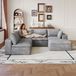 OKWISH Canapé d'angle 260 x 250 Cm - Conception modulaire et confort entièrement en mousse - Tissu - Gris