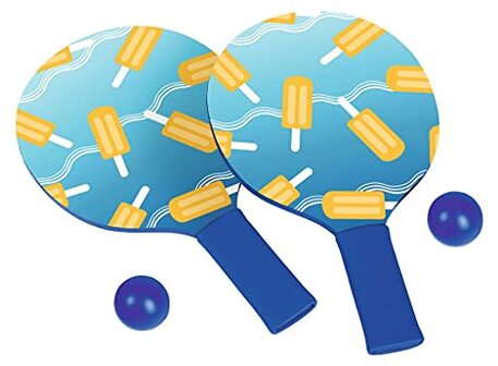 Moses moses. Beach Ball Strandspel in retro design, balspel voor twee personen, set met 2 houten rackets en 2 ballen