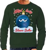 Bellatio Decorations Foute Kerst trui - sweater - Altijd lastig blauwe ballen / blue balls - groen - voor heren - kerstkleding S