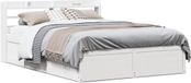 Maison Exclusive Cadre de lit avec tête de lit blanche, 140 x 190 cm, pin massif