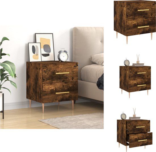 vidaXL Nachtkastje 40x35x47,5 cm bewerkt hout gerookt eikenkleurig