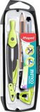 Maped - 5-delige set – 1 metalen passer open vulling + 1 universele ring + 1 potlood + 1 puntenslijper + 1 vulpotlood + 1 stiftetui – verwisselbare accessoires – voor school – groen