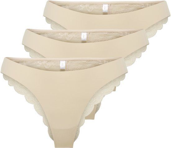 Only ONLCHLOE Lace Brazil 3-Pack Dames Panty - beige - XL