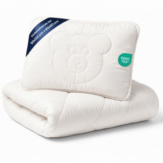 Kinderdekbed Wan GmbH Zachte Kinderdeken en Kussen Set 120x90 cm - Babydekbed met Beermotief - Hypoallergene Beddengoed