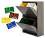 Poubelle pour le recyclage, métal, 4 compartiments, 68 litres, gris
