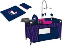 Poppenbed Bayer Poppenbed blauw met roze hart en eenhoorn