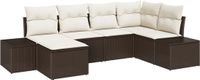 vidaXL Ensemble de banc de jardin, 6 pièces, marron et crème, polyrotin