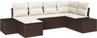 vidaXL Tuinbankset, 6-delig, bruin en crème, polyrotan