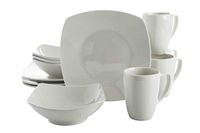 Gibson Home Serviesset, porselein, wit (zacht vierkant), servies voor 4 (12 stuks)