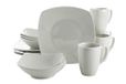 Gibson Home Serviesset, porselein, wit (zacht vierkant), servies voor 4 (12 stuks)