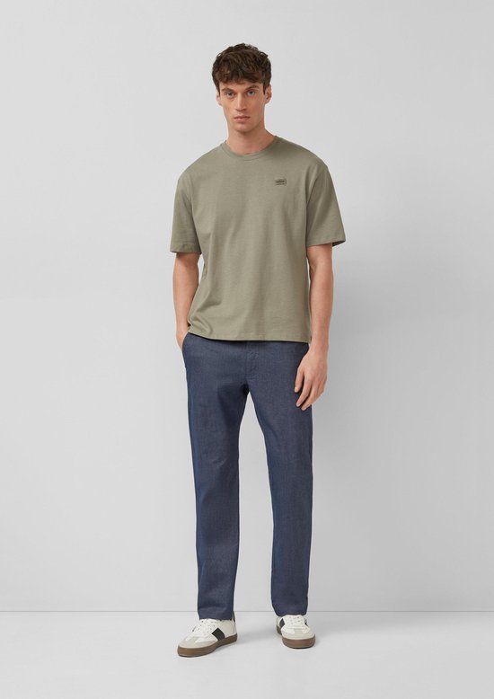 s.Oliver PHOENIX Broek Navy Regular Fit Katoen Elastaan Visgraat