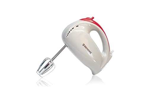 BEHOME Elektrische handmixer 150 W met 5 snelheden, garde en haken