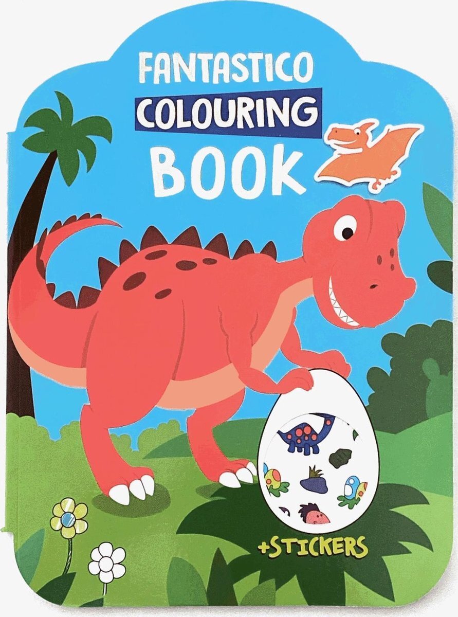 Wins Holland Fantastico Colouring Book - Dinosaurus - Kleurboek - Stickerboek