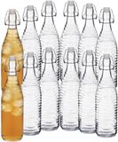 Alessandro Linea Beugelflessen / weckflessen - glas - 12x stuks - luchtdicht - 1 liter - waterfles - sierlijk motief
