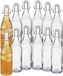 Alessandro Linea Beugelflessen / weckflessen - glas - 12x stuks - luchtdicht - 1 liter - waterfles - sierlijk motief