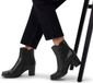 No Stress - Dames - Zwarte leren croco enkellaarsjes met hak met chain - Maat 36
