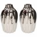 Bellatio Flowers & Plants Junas Ceramic Vase Set - Silver - 15 x 25 cm - 2 Pieces