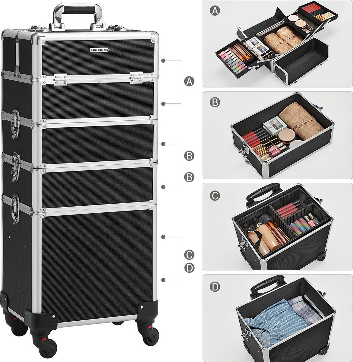Songmics Nancy's Cosmetica Koffer - Make-up Koffer - Make-up Trolley