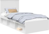 vidaXL Bedframe met hoofdeinde Wit 90 x 200 cm Massief grenenhout