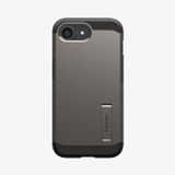 Spigen Tough Armor Hoesje Geschikt voor Apple iPhone 17e / 16e | Compatibel met MagSafe / Qi2 | Back Cover Militaire Standaard | Kickstand | Gunmetal