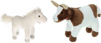Cornelissen Pluche knuffel boerderijdieren set - Koe en wit Paardje - 22 cm