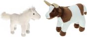 Cornelissen Pluche knuffel boerderijdieren set - Koe en wit Paardje - 22 cm