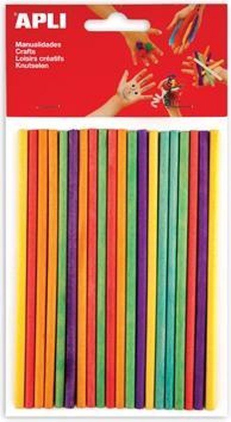 Apli Kids Gekleurde houten staafjes 25 stuks