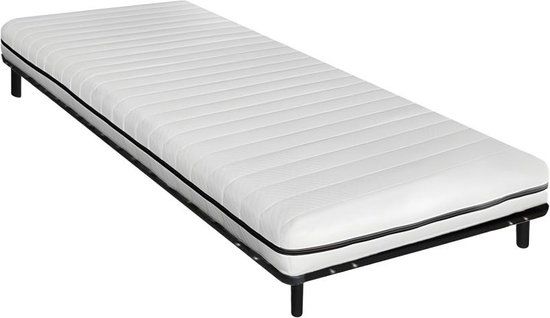 DREAMEA Set van lattenbodem en matras - 90 x 190 cm - Kern van schuim met afneembare tijk - 10 cm dik - NASUS