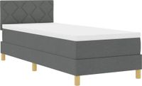 vidaXL LED Boxspring Bed met Kussen Donkergrijs 80 x 200 cm Stof