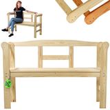 KADAX Tuinbank van hout, 119 x 44 x 76 cm, zitbank van massief hout, houten bank voor tuin, terras en balkon, weerbestendige balkonbank met rugleuning (119 cm, natuurlijk/H)