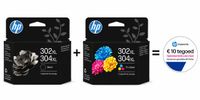 HP 302/304 - Inktcartridge Kleur XL & Zwart XL + Instant Ink Tegoed