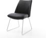 DELIFE Fauteuil Elso-Flex piètement luge acier inoxydable cuir véritable noir noyau à ressorts ensachés