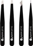 Brushworks HD 4 Piece Combination Pincet Set - Black