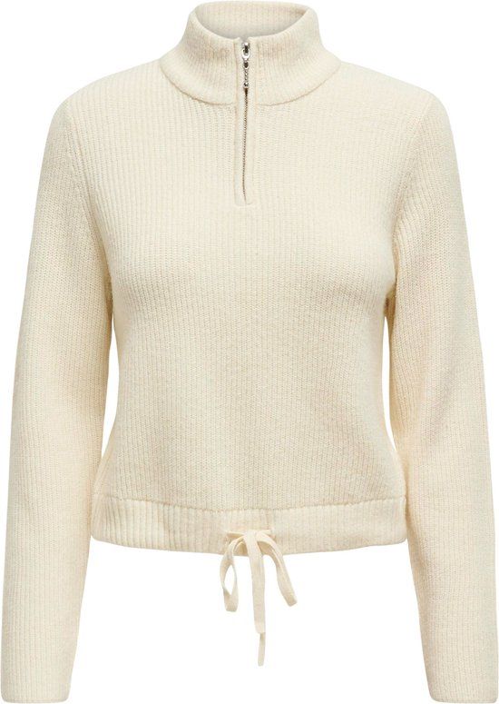 ONLY Fia Zip High Neck Knit Trui Dames - Maat S - Beige