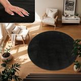 TT Home Binnen- en buitentapijt weerbestendig balkon keuken woonkamer tapijt 120 x 120 cm Rond zwart