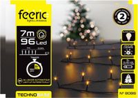Feeric lights & Christmas Feeric lights Kerstverlichting - 2x - warm wit - 7 m - 96 LED lampjes - zwart snoer - batterij