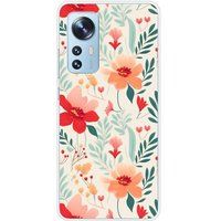 Xiaomi Bedrukt siliconen hoesje compatibel met Xiaomi Mi 12, Xiaomi Mi 12X Flower wall