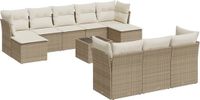 vidaXL 11-delige Tuinset met Kussens, Poly Rattan, Beige