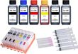 Canon Cartouches d'encre rechargeables PGI-550/CLI-551 Noir, Cyan, Magenta, Jaune, Photo Bleu, Gris - 6 Cartouches + 600ml d'encre