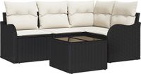 vidaXL - Tuinbank - Set - 2 zitplekken - Zwart - polyrattan