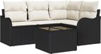 vidaXL - Tuinbank - Set - 2 zitplekken - Zwart - polyrattan