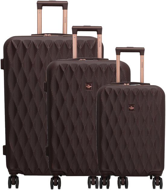 Charm London Honey Kofferset 3-delig Donkerbruin