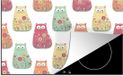 Merkloos KitchenYeah® Inductie beschermer 77x51 cm - Meisjes - Kat - Bloemen - Patronen - Girl - Kids - Kinderen - Inductiebeschermer
