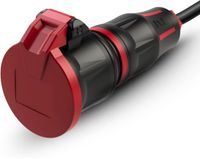 PCE 25712-sr Koppeling met randaarde 250 V Zwart/rood IP54