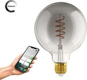 EGLO connect.z Smart LED Lamp - E27 - Ø 12,5 cm - Smoke - Rookglas - 2000K - Dimbaar - Zigbee